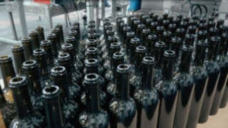 SICSOE steht ständig unter Druck, um Lieferzeiten einzuhalten.  Leere Weinflaschen stehen geordnet nebeneinander