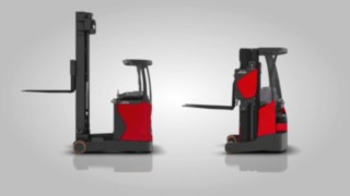 Der kürzere Schubweg der Schubstapler R14 - R17 X Animation zeit kürzeren Schubweg der Schubstapler R14 - R17 X im Vergleich zum Mastvorschub bei Schubmaststaplern